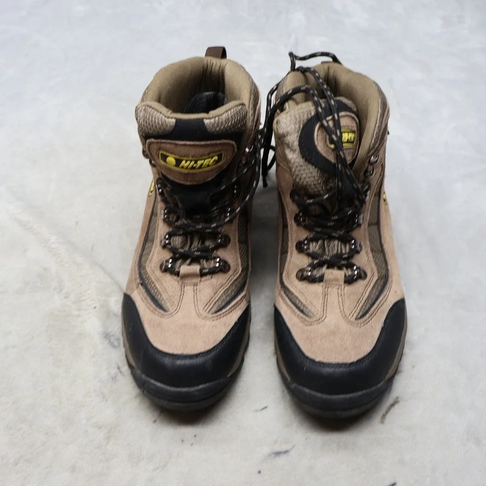 Hi-Tec Mens 10.5 Hiking Boots Brown Waterproof Lace Up Mid Cut Outdoor 7198